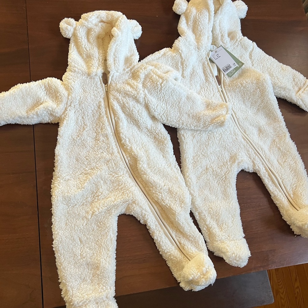 NWT two 6-month baby buntings with ears